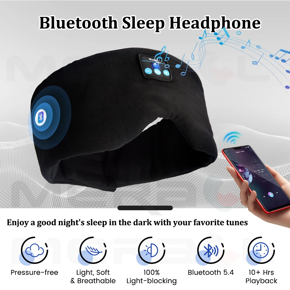Headphones Bluetooth Mask for Sleep Travel Protable Sleep Mask Music Play Sleeping Headphone Adjustable Music Eye Mask for Sleep