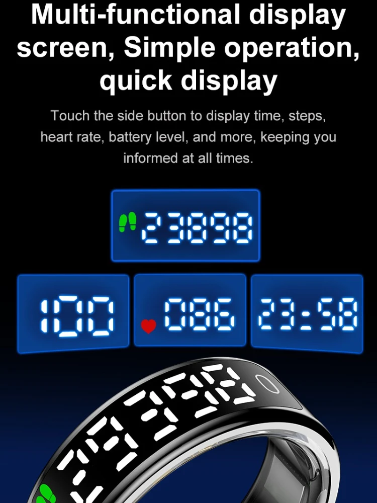 R13 Smart Ring Men Women with Charging Case,Heart Rate Blood Oxygen,Skin Temperature Monitor,5ATM Waterproof For Android iOS - Image 4