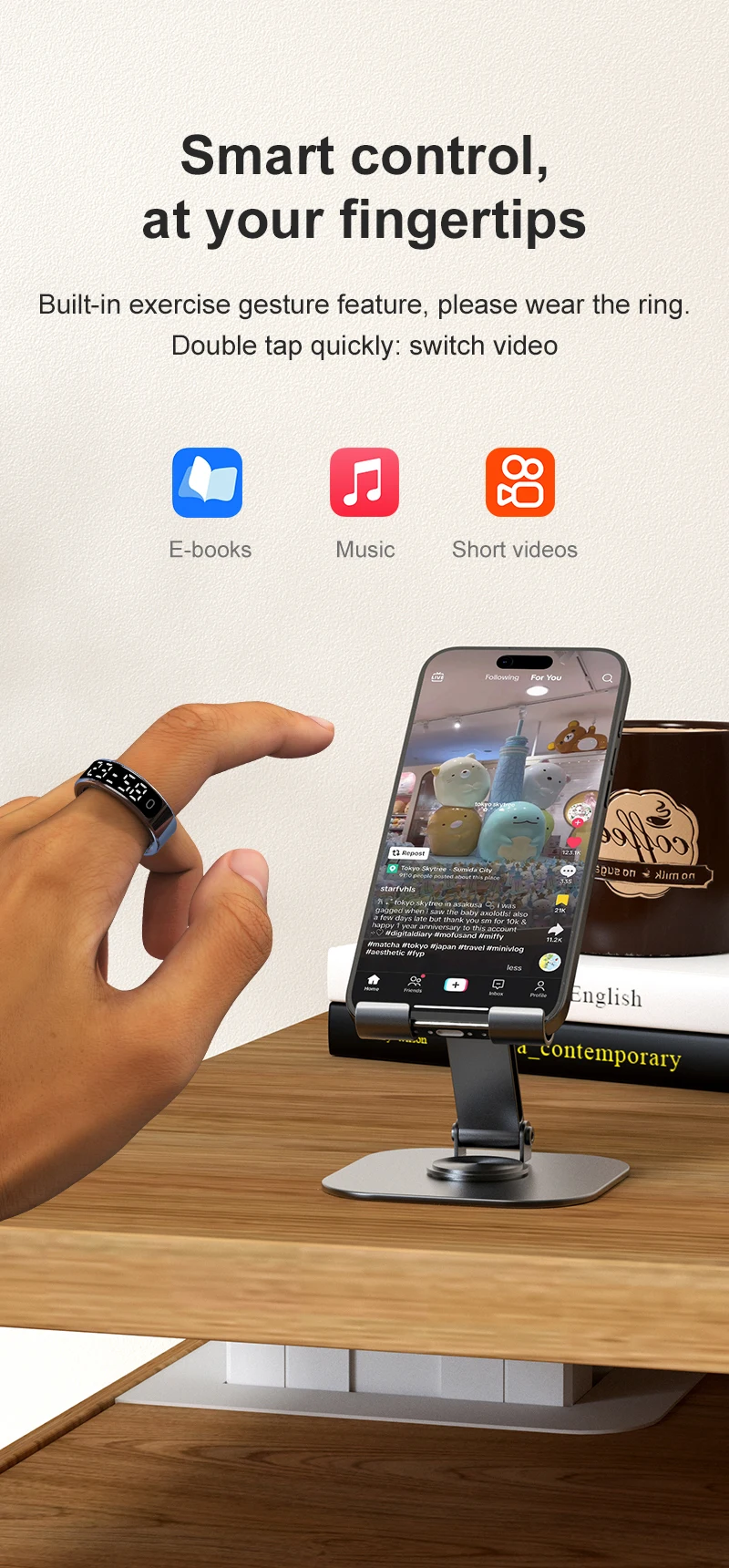 R13 Smart Ring Men Women with Charging Case,Heart Rate Blood Oxygen,Skin Temperature Monitor,5ATM Waterproof For Android iOS - Image 8