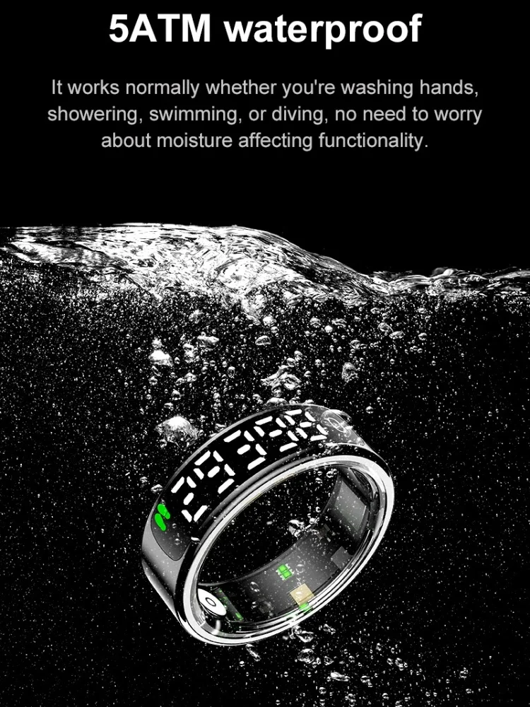 R13 Smart Ring Men Women with Charging Case,Heart Rate Blood Oxygen,Skin Temperature Monitor,5ATM Waterproof For Android iOS - Image 2