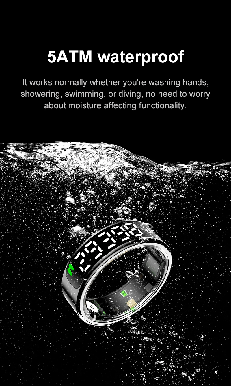 R13 Smart Ring Men Women with Charging Case,Heart Rate Blood Oxygen,Skin Temperature Monitor,5ATM Waterproof For Android iOS - Image 10